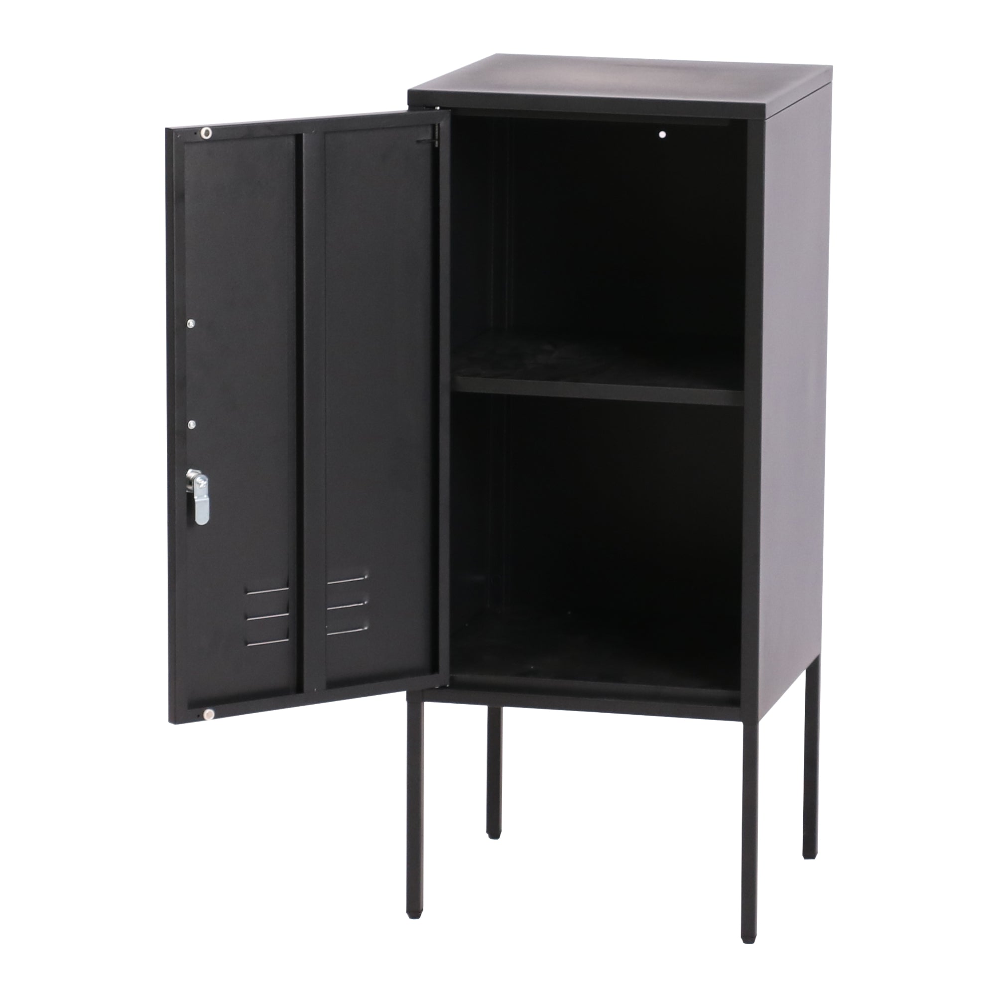 Set di 2 Armadietti Hausjärvi Comodini in Acciaio con Serratura - Nero [en.casa]