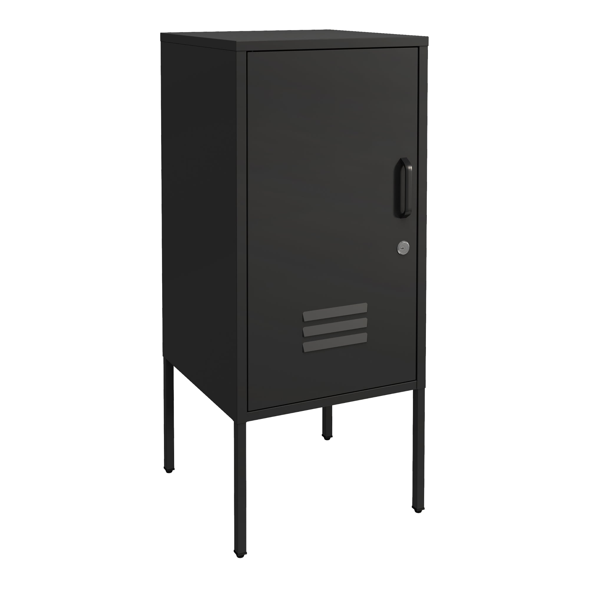 Armadietto Hausjärvi Comodino in Acciaio con Serratura Apertura Anta a Sinistra - Nero [en.casa]