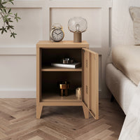 Comodino 'Inari' in Acciaio con Anta - Marrone chiaro opaco [en.casa]