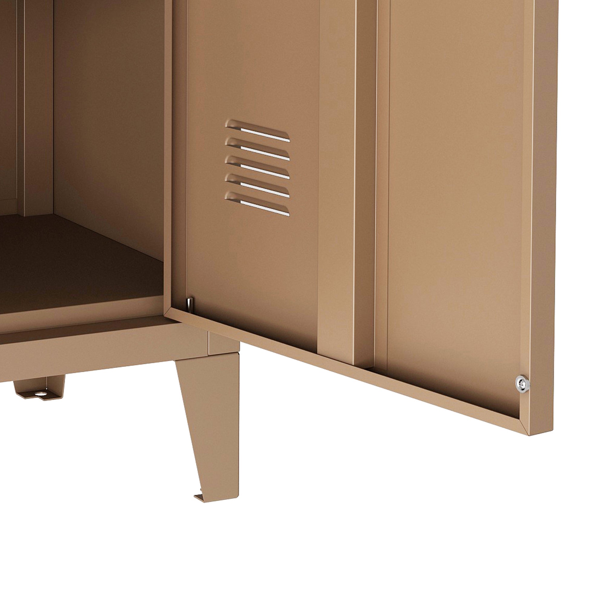 Comodino 'Inari' in Acciaio con Anta - Marrone chiaro opaco [en.casa]