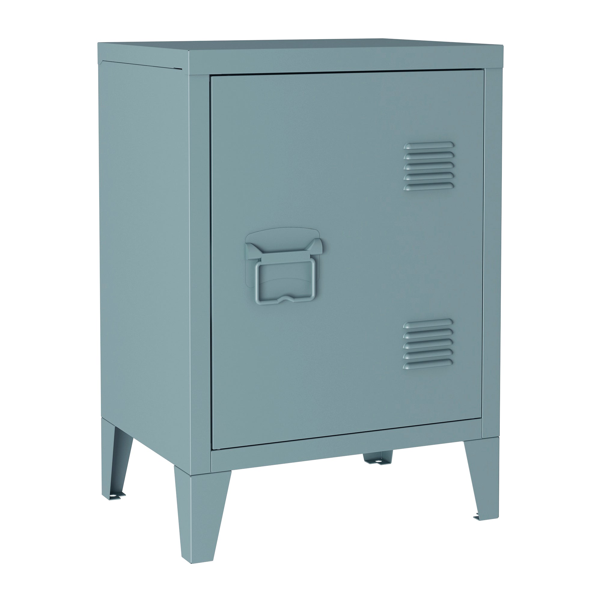 Comodino 'Inari' in Acciaio con Anta - Blu Grigiastro [en.casa]