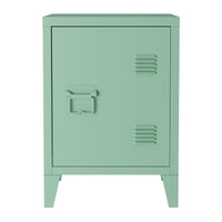 Comodino 'Inari' in Acciaio con Anta - Verde Pastello opaco [en.casa]