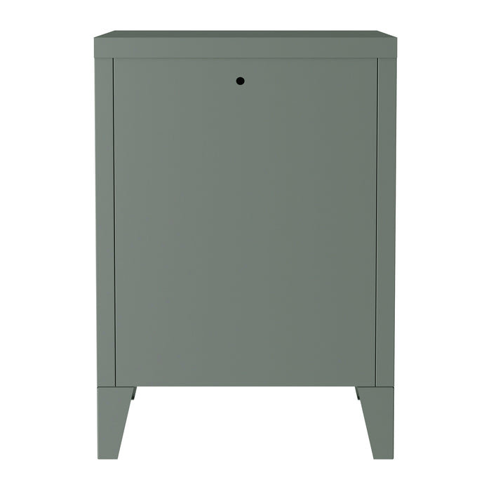 Comodino 'Inari' in Acciaio con Anta - Grigio scuro [en.casa]