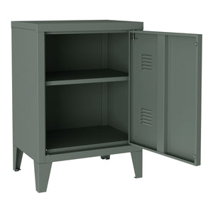 Comodino 'Inari' in Acciaio con Anta - Grigio scuro [en.casa]