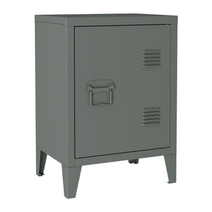 Comodino 'Inari' in Acciaio con Anta - Grigio scuro [en.casa]