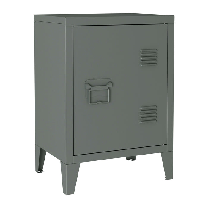 Comodino 'Inari' in Acciaio con Anta - Grigio scuro [en.casa]