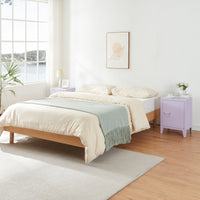 Set di 2 Comodini 'Inari' in Acciaio con Anta e Maniglia a Destra e Sinistra - Viola Chiaro [en.casa]