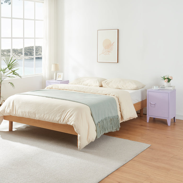 Set di 2 Comodini 'Inari' in Acciaio con Anta e Maniglia a Destra e Sinistra - Viola Chiaro [en.casa]