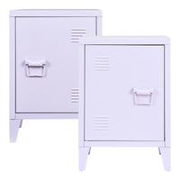 Set di 2 Comodini 'Inari' in Acciaio con Anta e Maniglia a Destra e Sinistra - Viola Chiaro [en.casa]