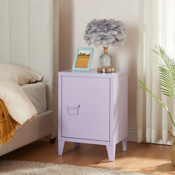 Comodino 'Inari' in Acciaio con Anta - Viola [en.casa]