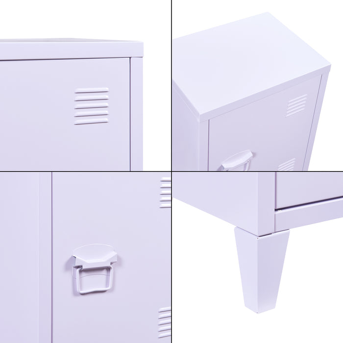 Comodino 'Inari' in Acciaio con Anta - Viola [en.casa]