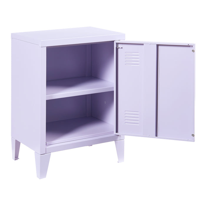 Comodino 'Inari' in Acciaio con Anta - Viola [en.casa]