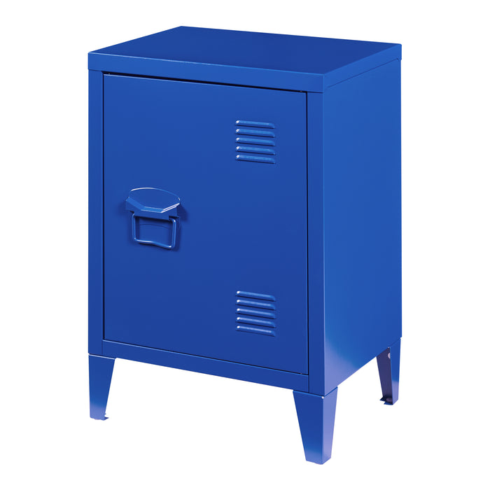 Comodino 'Inari' in Acciaio con Anta - Blu [en.casa]