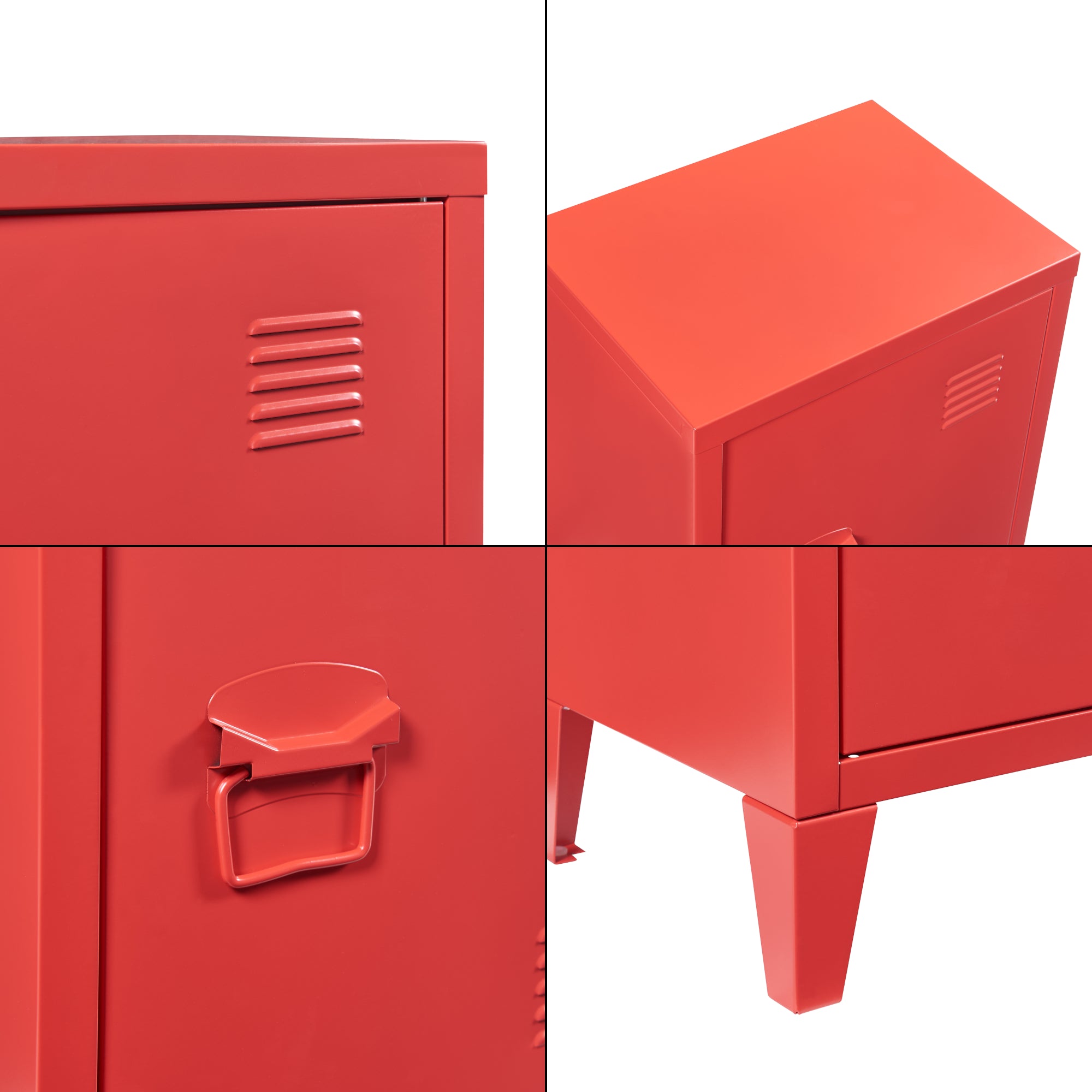 Comodino 'Inari' in Acciaio con Anta - Rosso [en.casa]