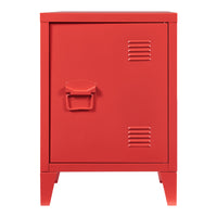 Comodino 'Inari' in Acciaio con Anta - Rosso [en.casa]