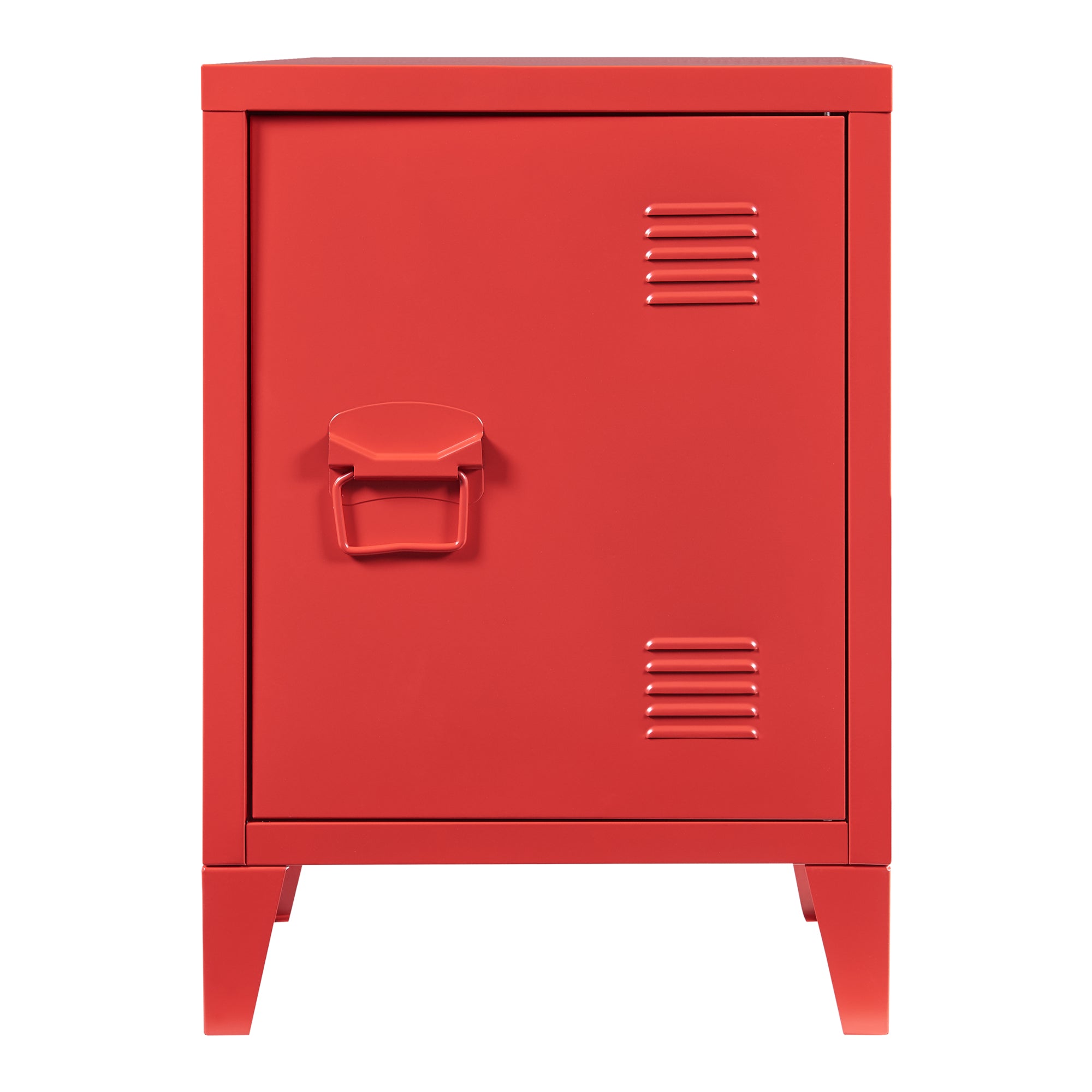 Comodino 'Inari' in Acciaio con Anta - Rosso [en.casa]