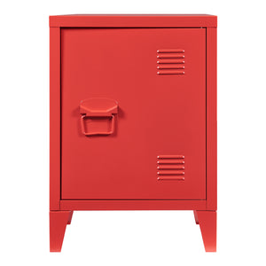 Comodino 'Inari' in Acciaio con Anta - Rosso [en.casa]