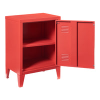 Comodino 'Inari' in Acciaio con Anta - Rosso [en.casa]