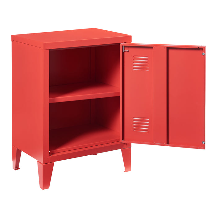 Comodino 'Inari' in Acciaio con Anta - Rosso [en.casa]