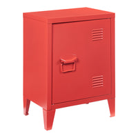 Comodino 'Inari' in Acciaio con Anta - Rosso [en.casa]