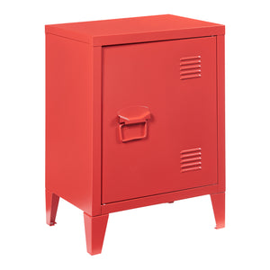 Comodino 'Inari' in Acciaio con Anta - Rosso [en.casa]