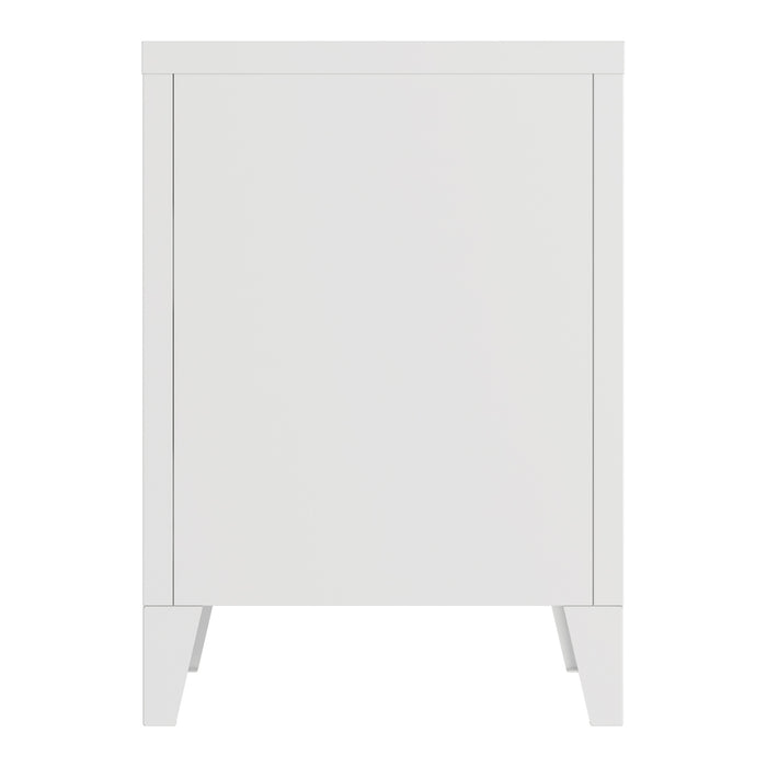 Set di 2 Comodini 'Inari' in Acciaio con Anta e Maniglia a Destra e Sinistra - Bianco [en.casa]