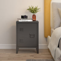 Set di 2 Comodini 'Inari' in Acciaio con Anta e Maniglia a Destra e Sinistra - Nero [en.casa]