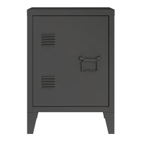 Comodino 'Inari' in Acciaio con Anta con Maniglia a Destra - Nero [en.casa]