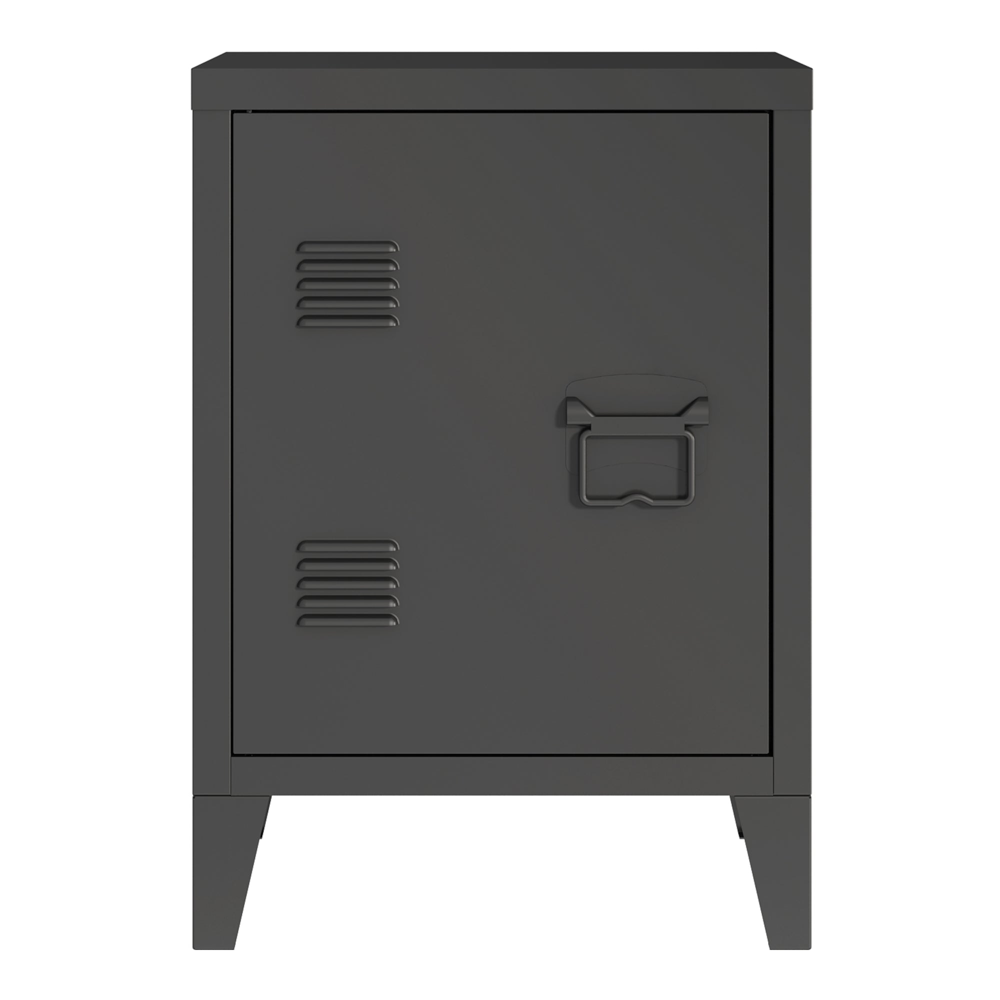 Comodino 'Inari' in Acciaio con Anta con Maniglia a Destra - Nero [en.casa]