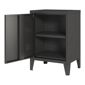 Comodino 'Inari' in Acciaio con Anta con Maniglia a Destra - Nero [en.casa]