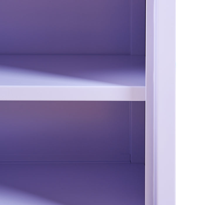 Comodino 'Inari' in Acciaio con Anta con Maniglia a Destra - Viola Chiaro [en.casa]