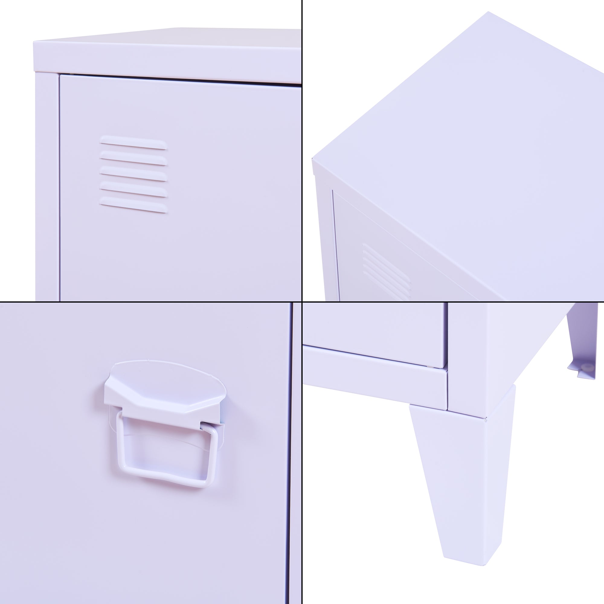 Comodino 'Inari' in Acciaio con Anta con Maniglia a Destra - Viola Chiaro [en.casa]