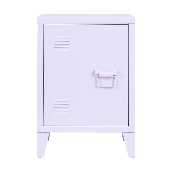 Comodino 'Inari' in Acciaio con Anta con Maniglia a Destra - Viola Chiaro [en.casa]