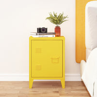Comodino 'Inari' in Acciaio con Anta con Maniglia a Destra - Giallo [en.casa]