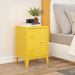 Comodino 'Inari' in Acciaio con Anta con Maniglia a Destra - Giallo [en.casa]