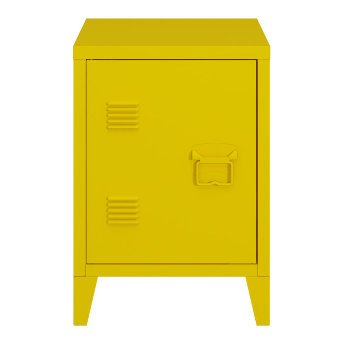 Comodino 'Inari' in Acciaio con Anta con Maniglia a Destra - Giallo [en.casa]