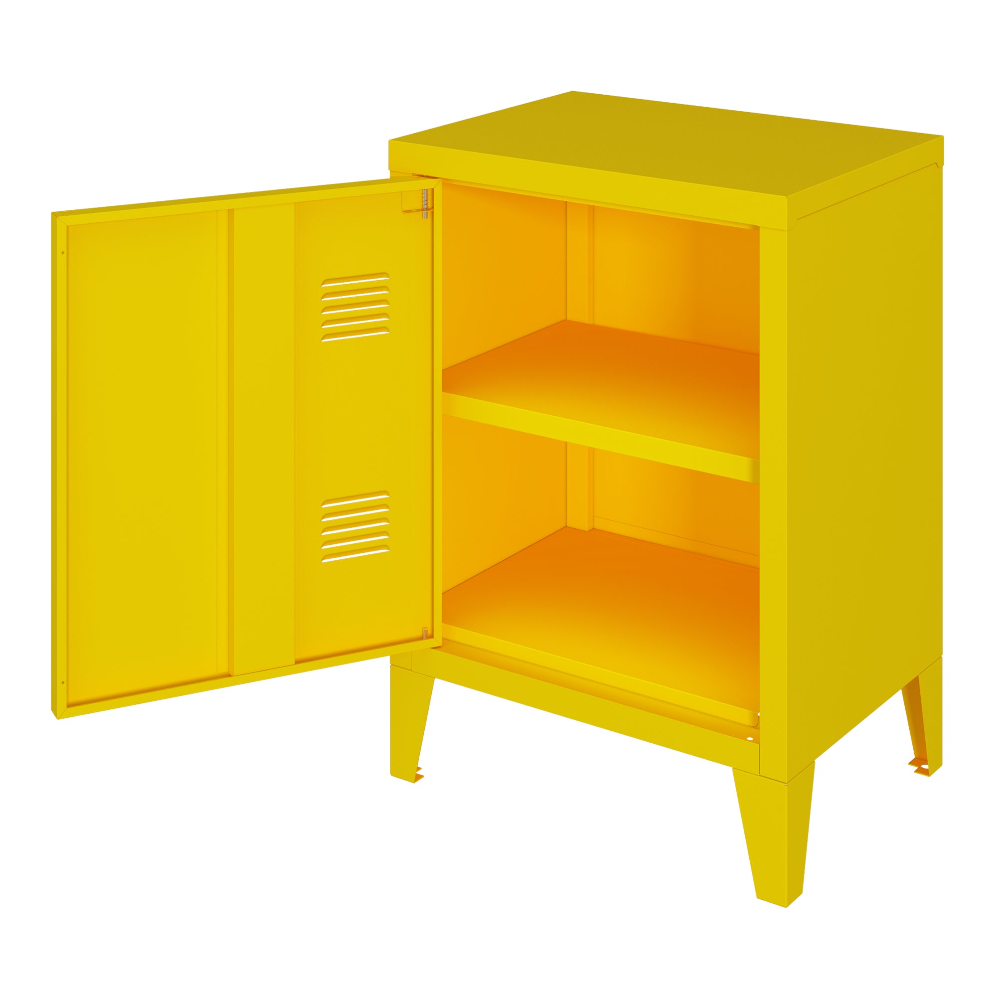Comodino 'Inari' in Acciaio con Anta con Maniglia a Destra - Giallo [en.casa]