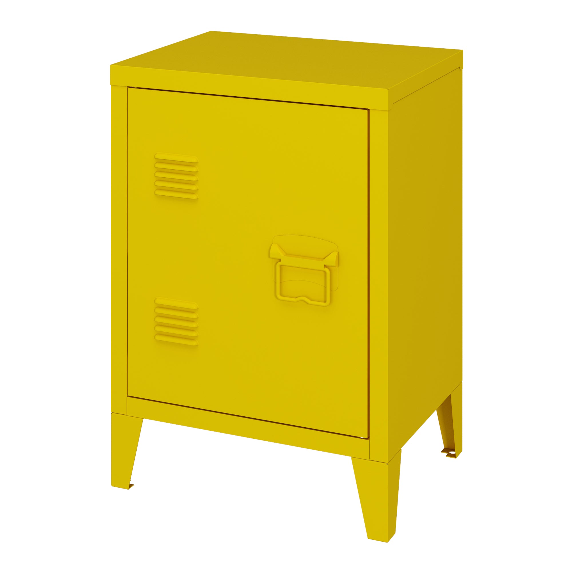 Comodino 'Inari' in Acciaio con Anta con Maniglia a Destra - Giallo [en.casa]