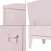 Set di 2 Comodini 'Inari' in Acciaio con Anta e Maniglia a Destra e Sinistra - Rosa [en.casa]
