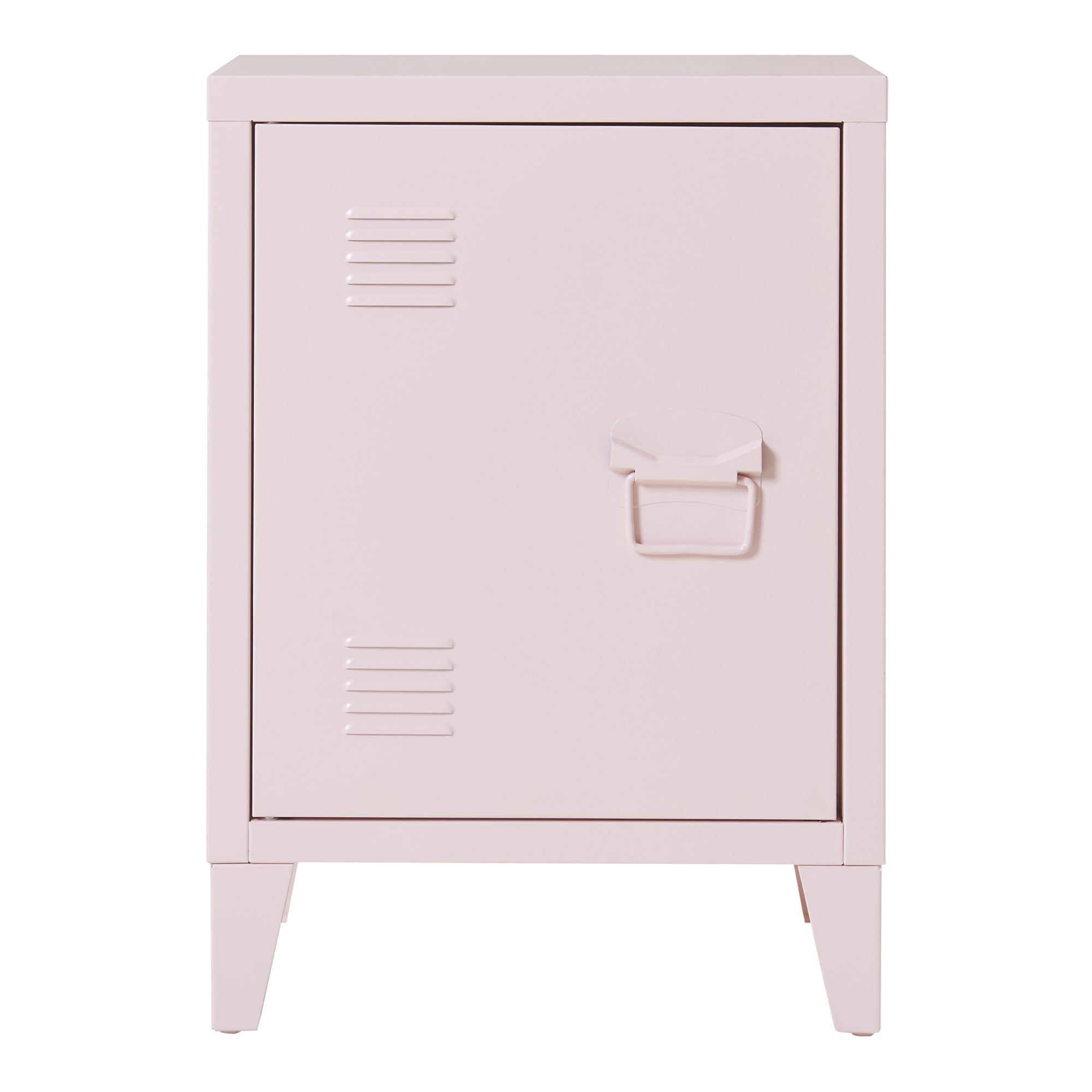 Comodino 'Inari' in Acciaio con Anta con Maniglia a Destra - Rosa [en.casa]