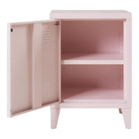 Comodino 'Inari' in Acciaio con Anta con Maniglia a Destra - Rosa [en.casa]