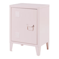 Comodino 'Inari' in Acciaio con Anta con Maniglia a Destra - Rosa [en.casa]