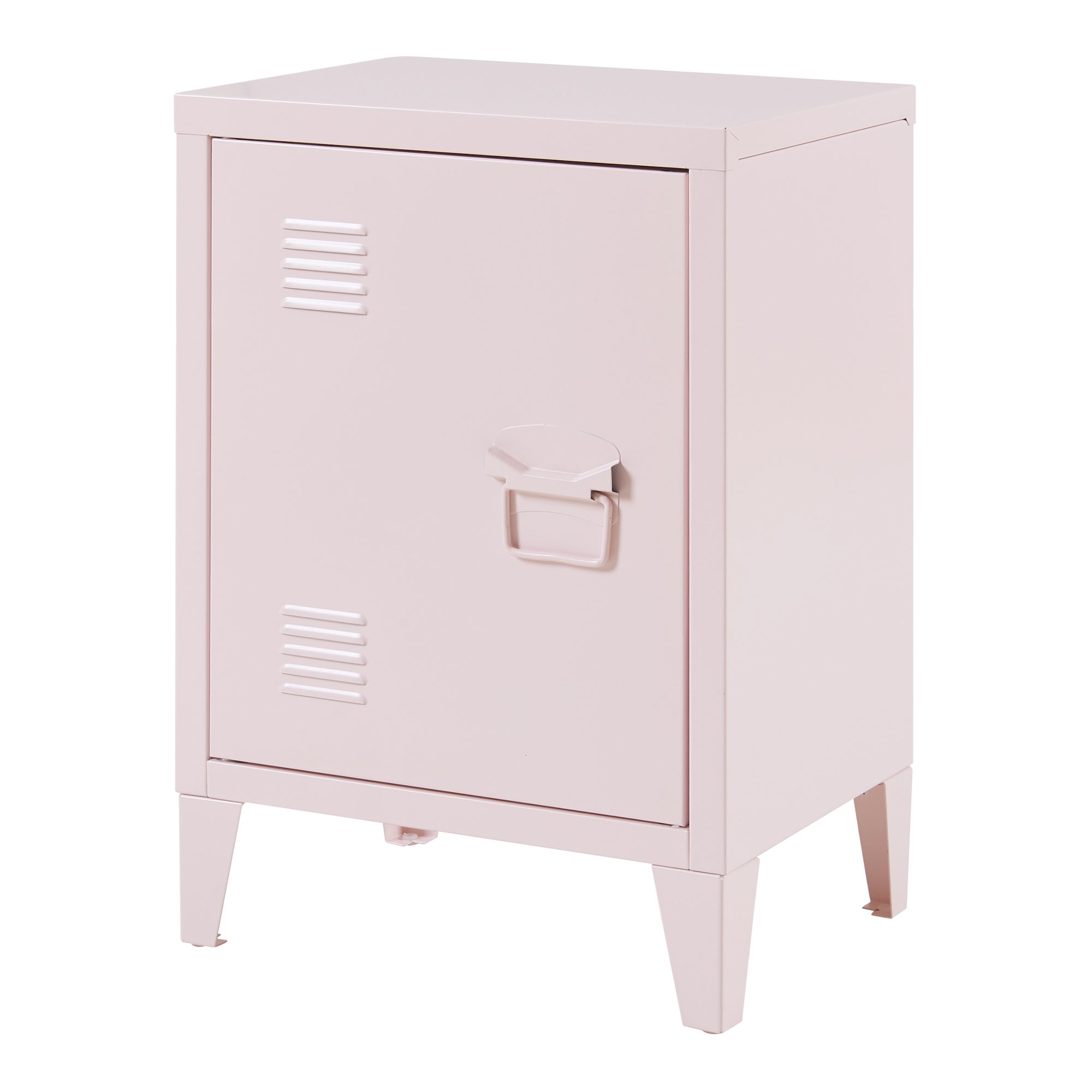 Comodino 'Inari' in Acciaio con Anta con Maniglia a Destra - Rosa [en.casa]