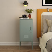 Armadietto Hausjärvi Comodino in Acciaio con Serratura - Menta Verde [en.casa]