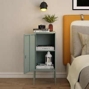 Armadietto Hausjärvi Comodino in Acciaio con Serratura - Menta Verde [en.casa]