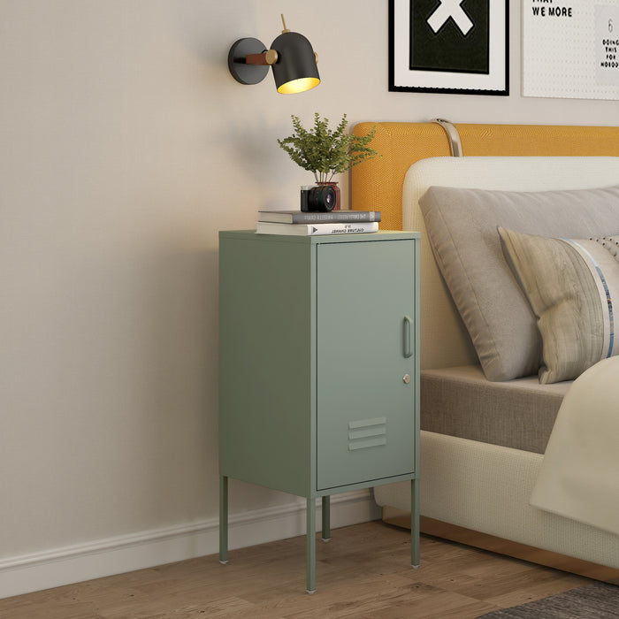 Armadietto Hausjärvi Comodino in Acciaio con Serratura - Menta Verde [en.casa]