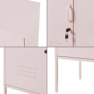 Armadietto Hausjärvi Comodino in Acciaio con Serratura - Rosa [en.casa]