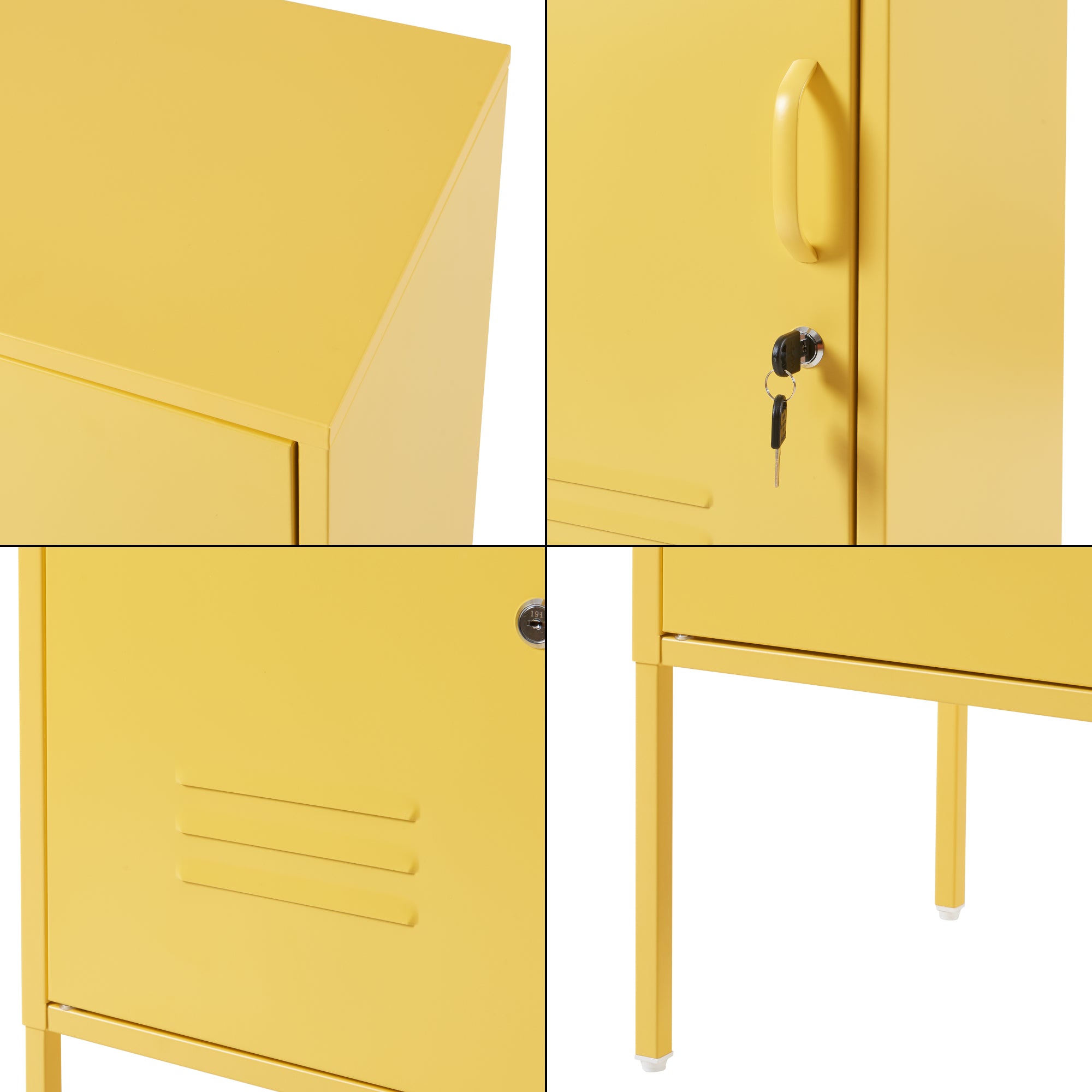 Armadietto Hausjärvi Comodino in Acciaio con Serratura - Giallo [en.casa]