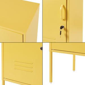 Armadietto Hausjärvi Comodino in Acciaio con Serratura - Giallo [en.casa]