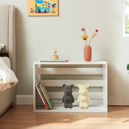 Tavolo Basso Rønde a Forma di Cassetta Frutta Posizionabile in Orizzontale o Verticale 43x64x33cm Bianco [en.casa]